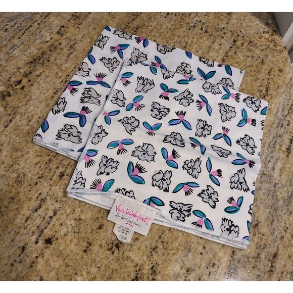 VIVA LA WOMBAT Vintage 90's 2 Napkins 17" Pink Blue Gray Koalas - Picture 1 of 8